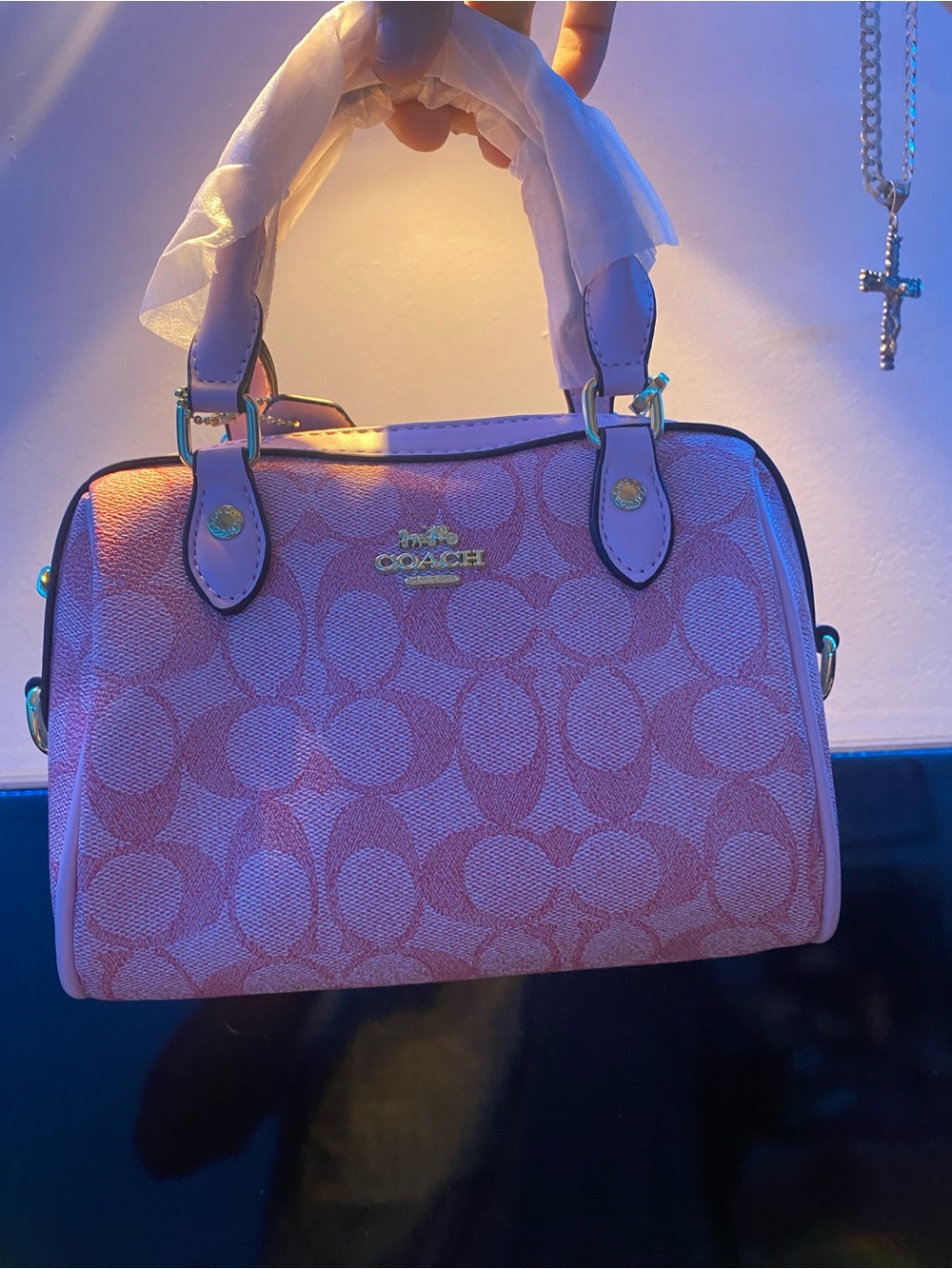 Coach Pink Signature Canvas Satchel